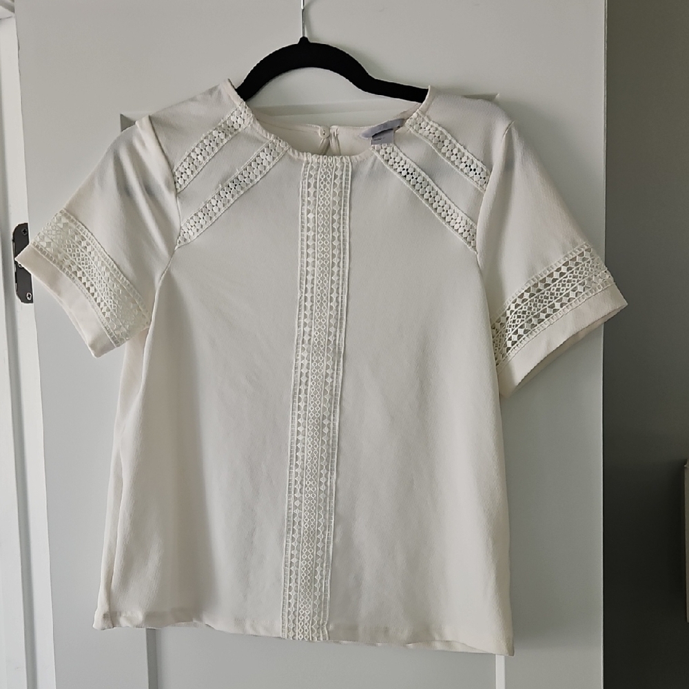 H&M White Raglan Sleeve Embellished Blouse